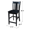 International Concepts San Remo Counter Height Stool, 24" Seat Height, Black S46-102